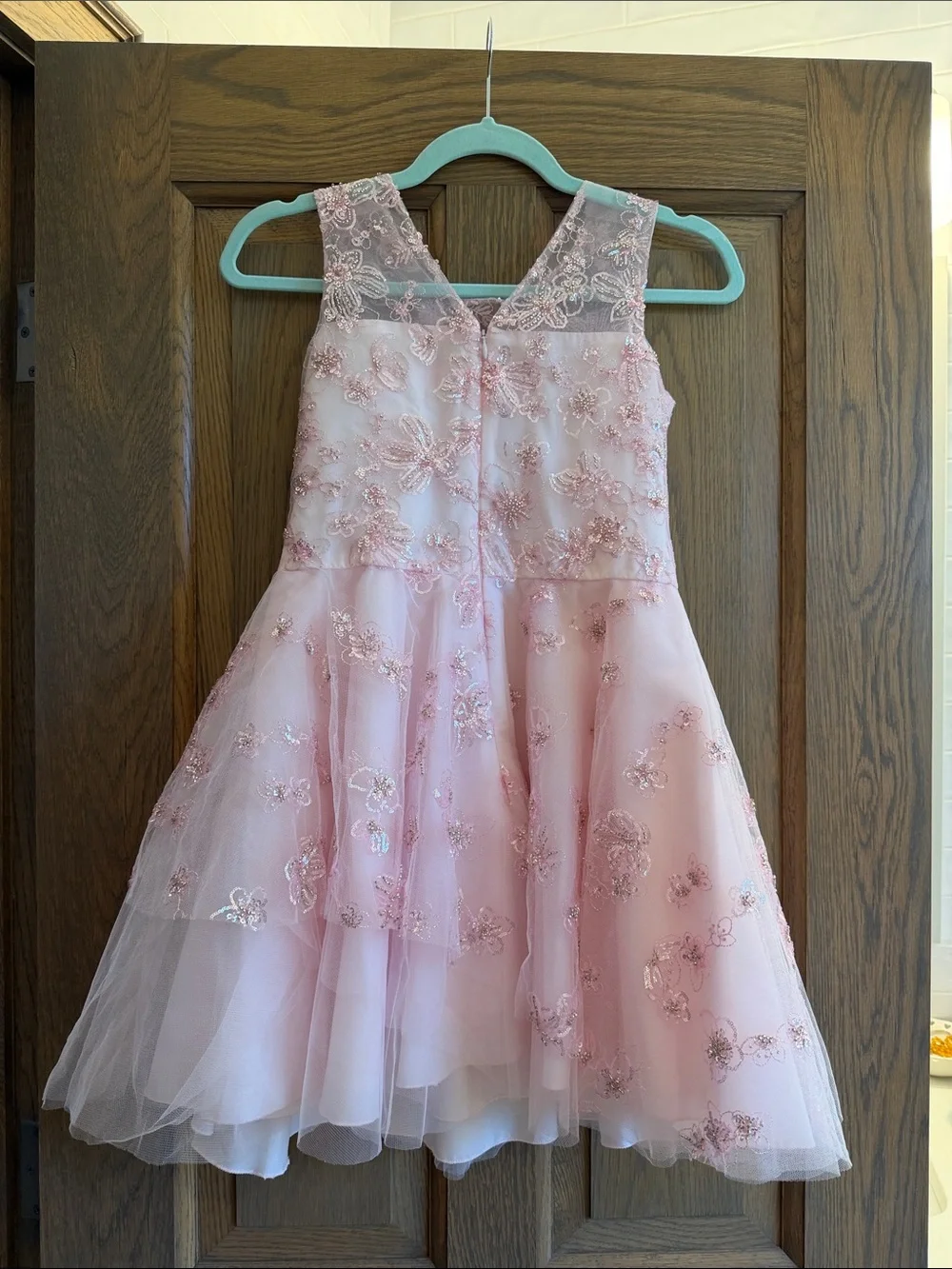 Zoe Ltd Pink Embroidered Floral Tulle Party Dress